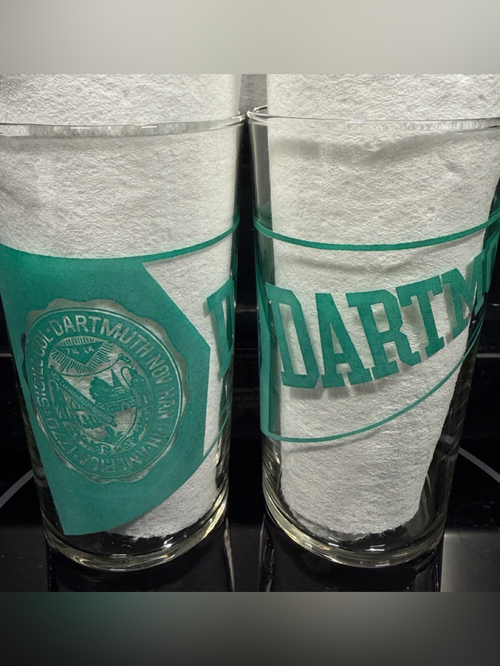 Vintage Dartmouth College 1770 Juice Glass 2 Set Pennant Flag
